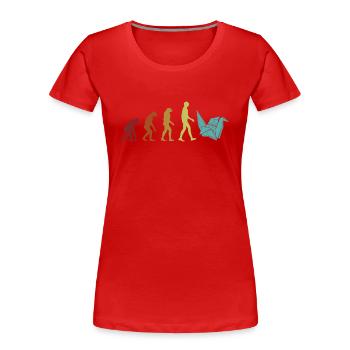 Origami Evolution Falteule Papierkranich Meister - Frauen Premium Bio T-Shirt - Rot - Vorne - Mia (176cm)