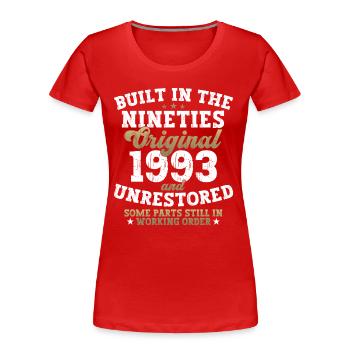 Built in the nineties 1993 29th Birthday Men - Women's Premium Organic T-Shirt - red - Front - Mia (176cm)