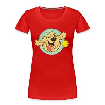 cockapoo Thor avec balle de tennis - T-shirt bio Premium Femme - rouge - Devant - Mia (176cm)
