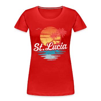 St. Lucia - Frauen Premium Bio T-Shirt - Rot - Vorne - Mia (176cm)