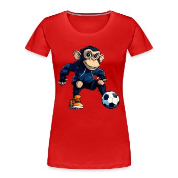 Fussball Schimpanse - Frauen Premium Bio T-Shirt - Rot - Vorne - Mia (176cm)
