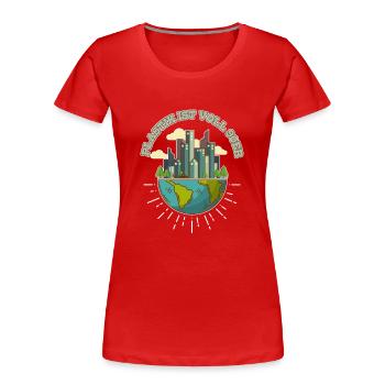 Plastic 90S Climate Protection Environment - Women's Premium Organic T-Shirt - red - Front - Mia (176cm)