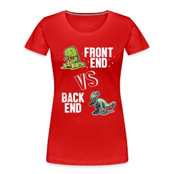 Frontend vs. Backend Developer Developer Coder - Frauen Premium Bio T-Shirt - Rot - Vorne - Mia (176cm)