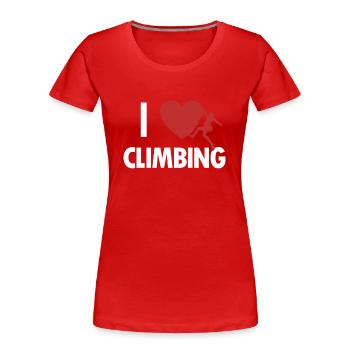I love Climbing Escalade de vitesse Escalade - T-shirt bio Premium Femme - rouge - Devant - Mia (176cm)