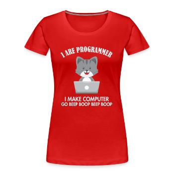 I Are Programmer Cat Softwareentwickler Coder - Frauen Premium Bio T-Shirt - Rot - Vorne - Mia (176cm)