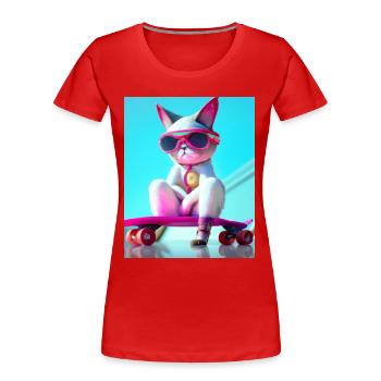 Chats de skateboard cool - T-shirt bio Premium Femme - rouge - Devant - Mia (176cm)