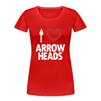 J’adore Arrowheads Jagdspitzen Arrowhead Hunter - T-shirt bio Premium Femme - rouge - Devant - Mia (176cm)