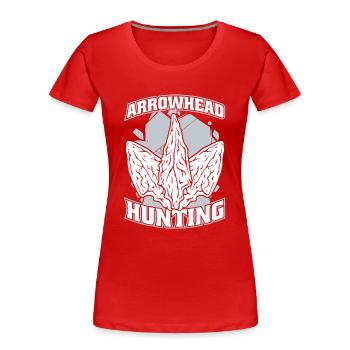 Conseils de chasse à la pointe de flèche Chasseur de pointes de flèches - T-shirt bio Premium Femme - rouge - Devant - Mia (176cm)