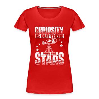 La curiosité est là avec le cosmologiste des étoiles - T-shirt bio Premium Femme - rouge - Devant - Mia (176cm)
