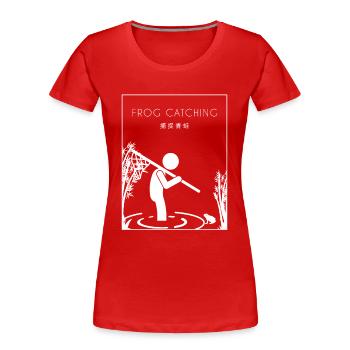 Frog Catching Chinese Hanzi Kaulquappe Kröte - Frauen Premium Bio T-Shirt - Rot - Vorne - Mia (176cm)