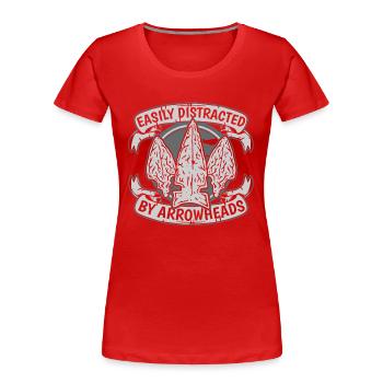 Facilement distrait par les pointes de flèches Jagdspitzen - T-shirt bio Premium Femme - rouge - Devant - Mia (176cm)