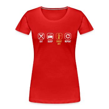 Eat Sleep Sword Art Repeat Kenjutsu Kata Shinai - Women's Premium Organic T-Shirt - red - Front - Mia (176cm)