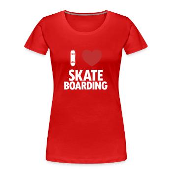 I love Skateboarding Skatergirl Skaterboy Skater - Frauen Premium Bio T-Shirt - Rot - Vorne - Mia (176cm)