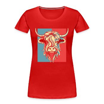 Portrait Highland Cow Highland Heifer Highland - Women's Premium Organic T-Shirt - red - Front - Mia (176cm)