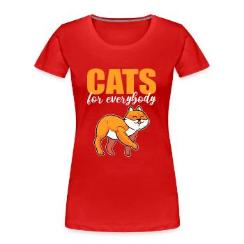 Chats Pour Tout Le Monde Chaton Chat Domestique - T-shirt bio Premium Femme - rouge - Devant - Mia (176cm)