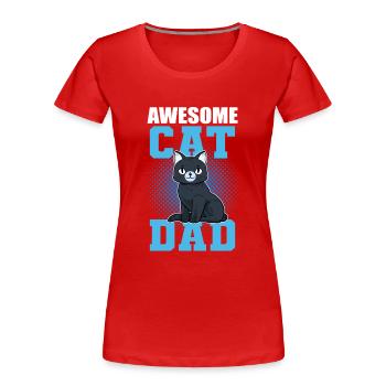 Génial Chat Papa Chaton Chat Domestique Kitty - T-shirt bio Premium Femme - rouge - Devant - Mia (176cm)
