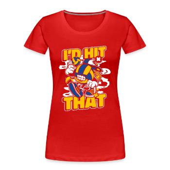 J’aurais frappé ce joueur de volley-ball maniaque du volley-ball - T-shirt bio Premium Femme - rouge - Devant - Mia (176cm)