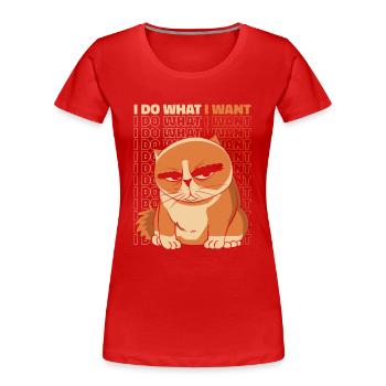 Je fais ce que je veux Kitty Kitten chat domestique - T-shirt bio Premium Femme - rouge - Devant - Mia (176cm)