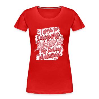 Travailler pour soutenir la dépendance aux bombardements Coquillage Coquillage - T-shirt bio Premium Femme - rouge - Devant - Mia (176cm)
