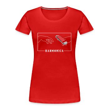 Michel-Ange Création de la bouche d’harmonica d’Adam - T-shirt bio Premium Femme - rouge - Devant - Mia (176cm)