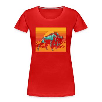 Retro Buffalo Bovinae Amerikanischer Bison Liebhaber Bison - Frauen Premium Bio T-Shirt - Rot - Vorne - Mia (176cm)