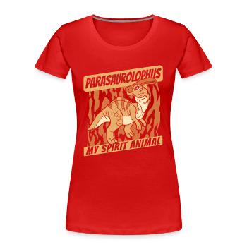 Mon animal spirituel Parasaurolophini Dinosaure - T-shirt bio Premium Femme - rouge - Devant - Mia (176cm)