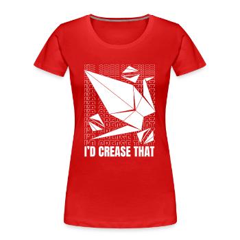 Ich würde den Eulen-Papierkran-Faltmeister zerknittern - Frauen Premium Bio T-Shirt - Rot - Vorne - Mia (176cm)