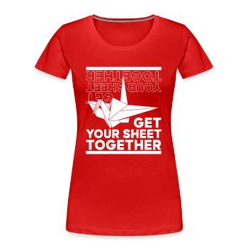 Holen Sie sich Ihr Blatt zusammen Papierkranich Falteule - Frauen Premium Bio T-Shirt - Rot - Vorne - Mia (176cm)