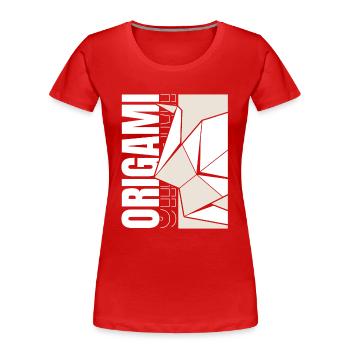 Falten Eule Papierkranich Meister Origami - Frauen Premium Bio T-Shirt - Rot - Vorne - Mia (176cm)
