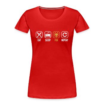Essen Schlaf Fuchs Repeat Canidae Caninae Rotfuchs Fuchs - Frauen Premium Bio T-Shirt - Rot - Vorne - Mia (176cm)