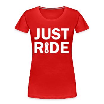 Just Ride Mountainbike cyclist chain - Frauen Premium Bio T-Shirt - Rot - Vorne - Mia (176cm)