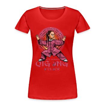 It's always Qi Gong O'Clock - Women's Premium Organic T-Shirt - red - Front - Mia (176cm)