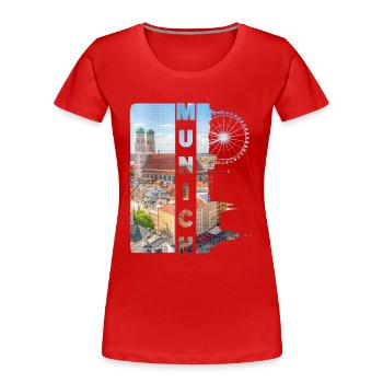 Munich Allemagne Ville Skyline Accueil Amour - T-shirt bio Premium Femme - rouge - Devant - Mia (176cm)
