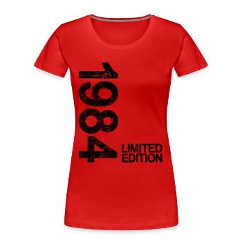 1984 Édition Limitée noire - T-shirt bio Premium Femme - rouge - Devant - Mia (176cm)