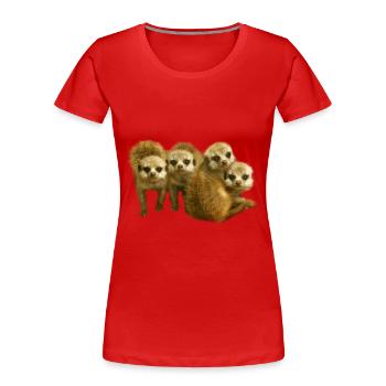 Lustiges Erdmännchen Junges Meerkat Geschenk - Frauen Premium Bio T-Shirt - Rot - Vorne - Mia (176cm)