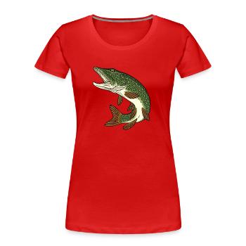 Pêche brochet poisson prédateur pour Angler Graphic - T-shirt bio Premium Femme - rouge - Devant - Mia (176cm)