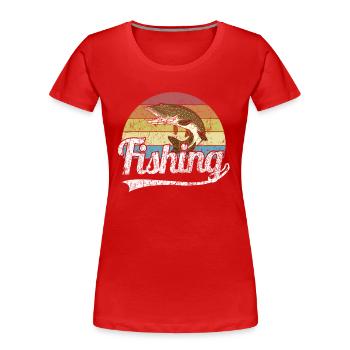 Pêche brochet pêche pour pêche rétro Vintage - T-shirt bio Premium Femme - rouge - Devant - Mia (176cm)