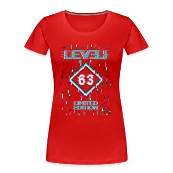Jeu d’anniversaire Level 63 Gaming Limited Edition Gamer - T-shirt bio Premium Femme - rouge - Devant - Mia (176cm)