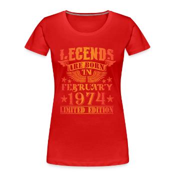 Birthday February 1974 Limited Edition Vintage - Women's Premium Organic T-Shirt - red - Front - Mia (176cm)
