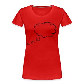 Gedankenblase anpassbar mit Sätze oder Wörter - Frauen Premium Bio T-Shirt - Rot - Vorne - Mia (176cm)