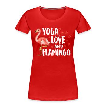 Flamingo yoga love - Women's Premium Organic T-Shirt - red - Front - Mia (176cm)