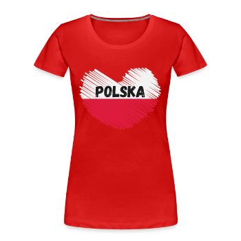 Polen Flagge in Herzform - Frauen Premium Bio T-Shirt - Rot - Vorne - Mia (176cm)