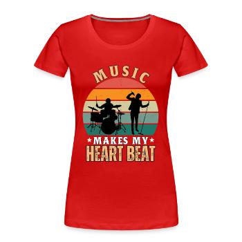 La musique fait battre mon cœur - T-shirt bio Premium Femme - rouge - Devant - Mia (176cm)