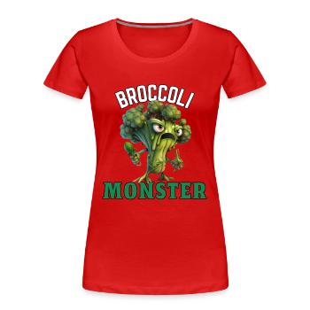 Broccoli Monster - Frauen Premium Bio T-Shirt - Rot - Vorne - Mia (176cm)