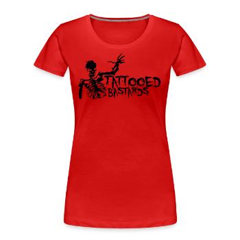 skull shirt bastards tattoo inked - Frauen Premium Bio T-Shirt - Rot - Vorne - Mia (176cm)