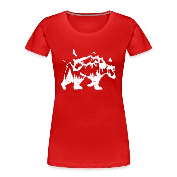 Bear - Mountains - Vögle Art Nature Gift Hipster - Women's Premium Organic T-Shirt - red - Front - Mia (176cm)