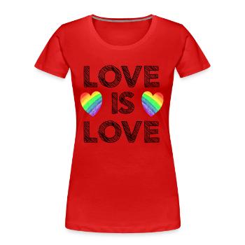 L'amour c'est l'amour - T-shirt bio Premium Femme - rouge - Devant - Mia (176cm)