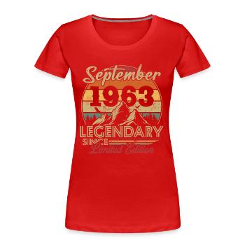 Vintage Retro September 1963 Birthday Gift - Women's Premium Organic T-Shirt - red - Front - Mia (176cm)