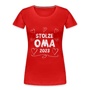 Stolze Oma 2023 - Frauen Premium Bio T-Shirt - Rot - Vorne - Mia (176cm)