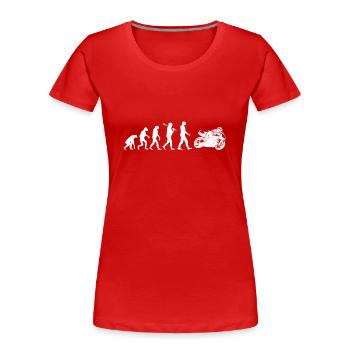 Moto shirt · · · Evolution machine de course motards - T-shirt bio Premium Femme - rouge - Devant - Mia (176cm)